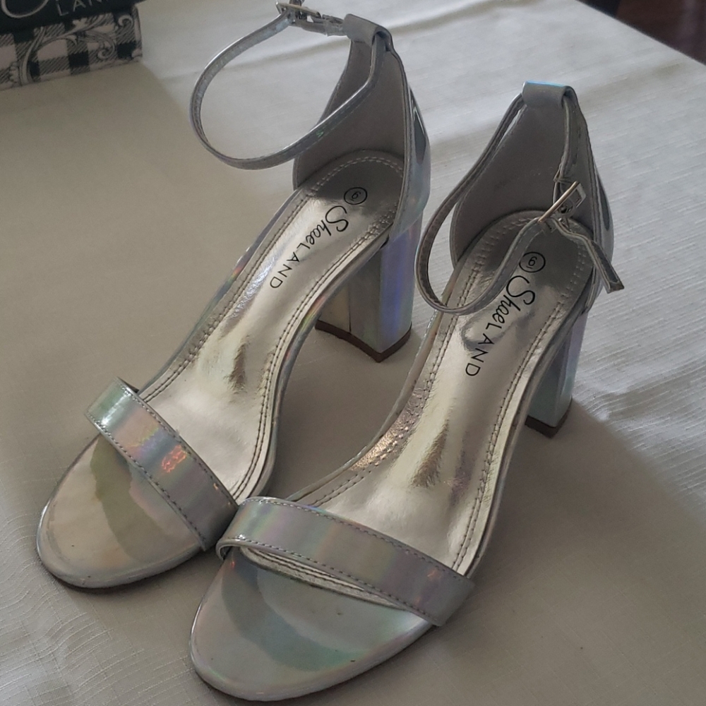 Silver Strappy Heels